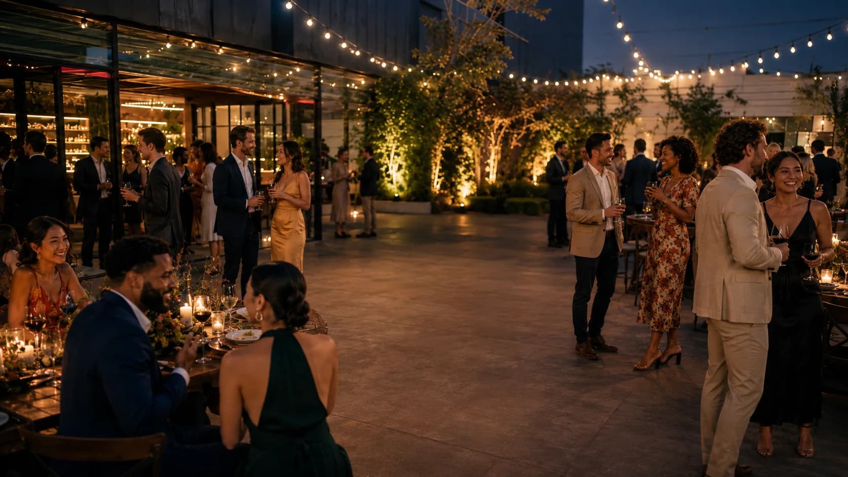 Anniversary guests capturing candid moments from every angle