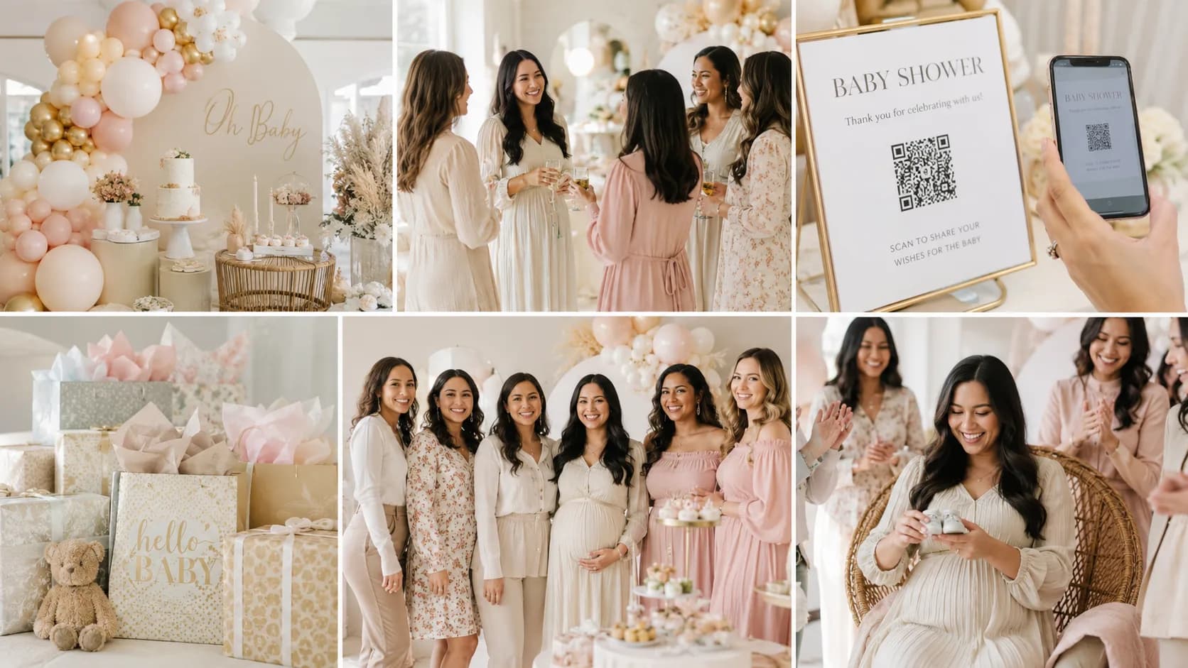 Live picture wall of guest baby shower photos on a screen