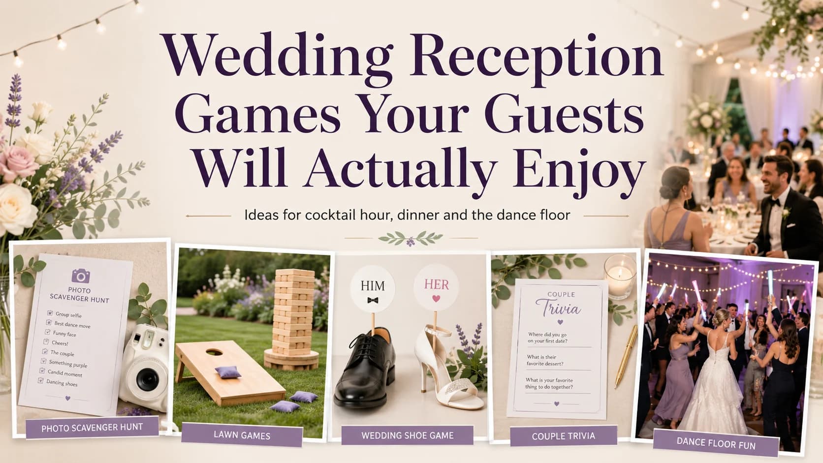 Wedding guests taking part in optional reception games during a celebration