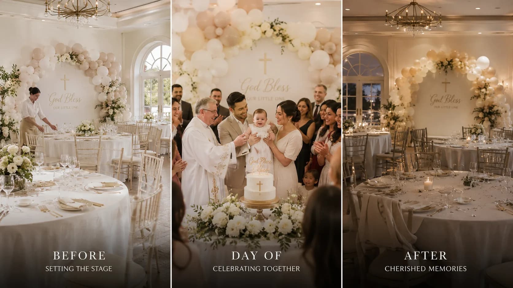 Getting the christening celebration ready before guests arrive