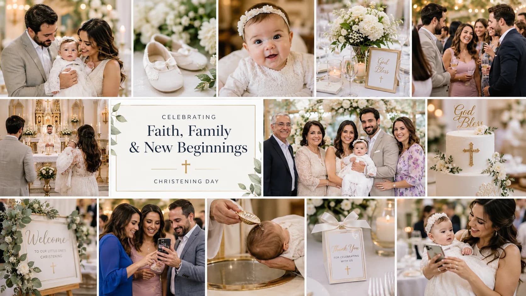 Live picture wall of guest christening photos on a screen
