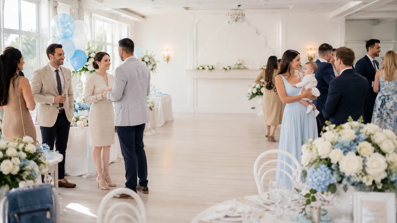 Christening guests capturing candid moments from every angle