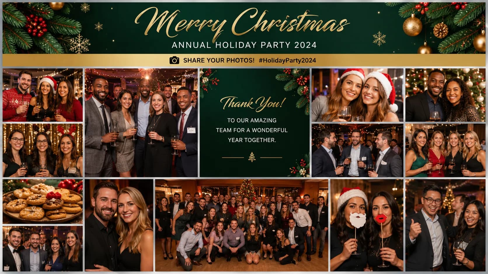 Live picture wall of guest Christmas photos on a screen