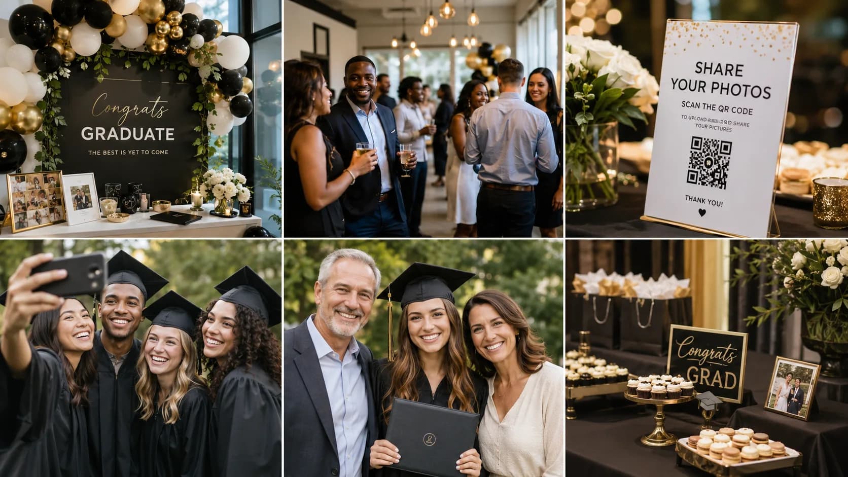 Live picture wall of guest graduation photos on a screen