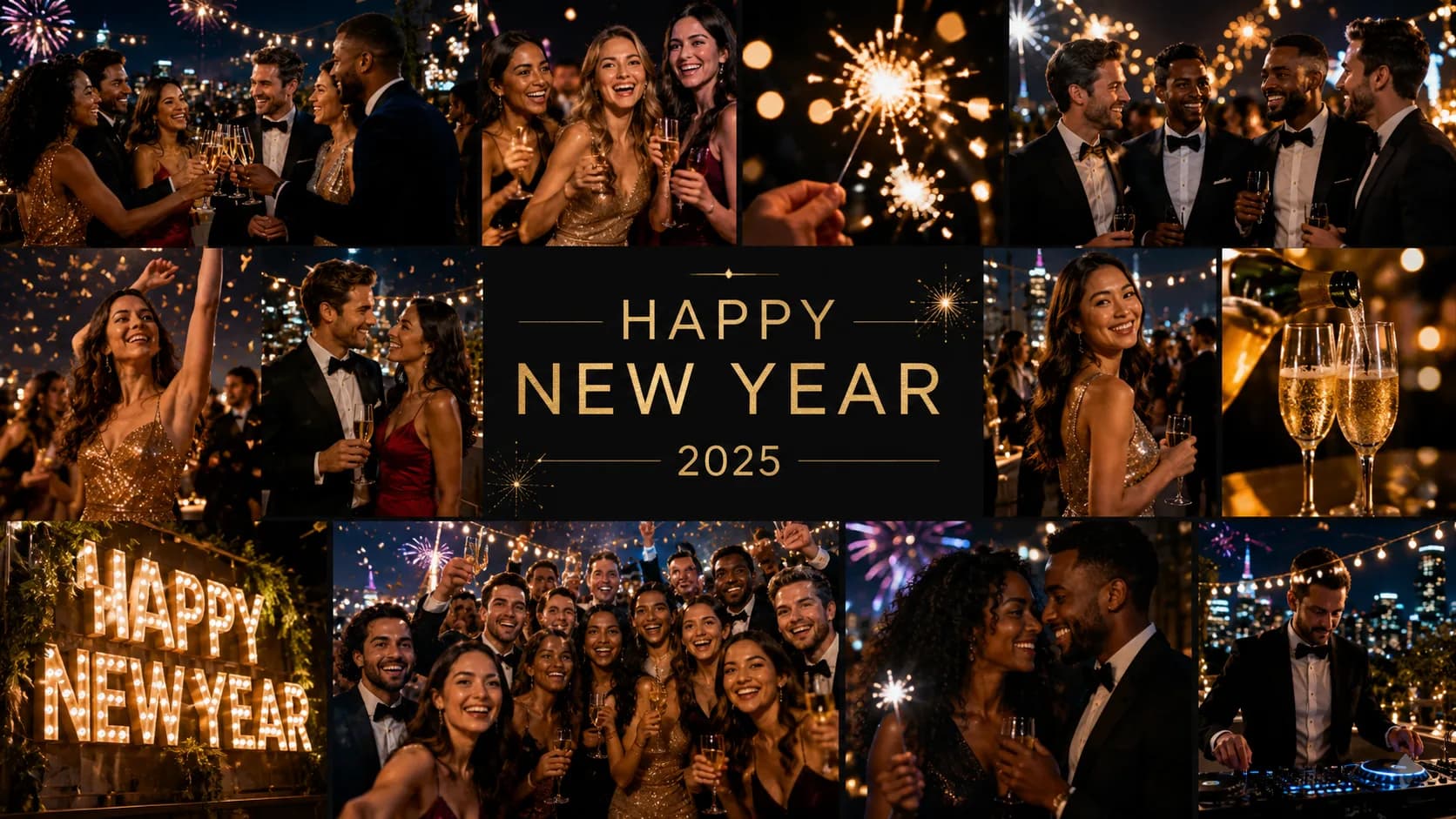 Live picture wall of guest New Year's photos on a screen