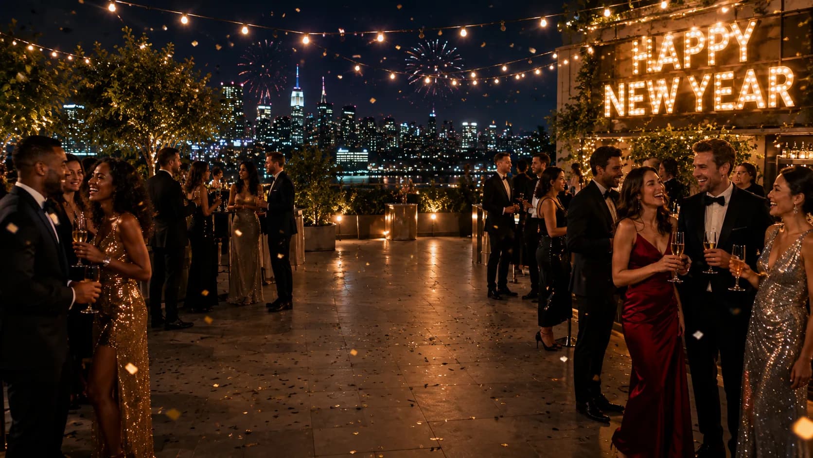 New Year's guests capturing candid moments from every angle