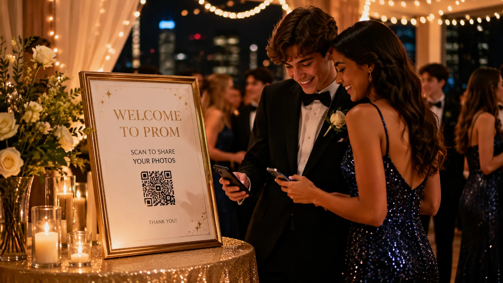 Prom venue with QR code signage