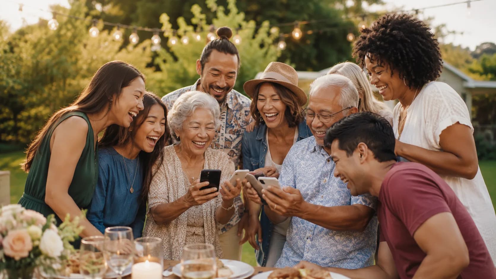 Reunion guests capturing candid moments from every angle