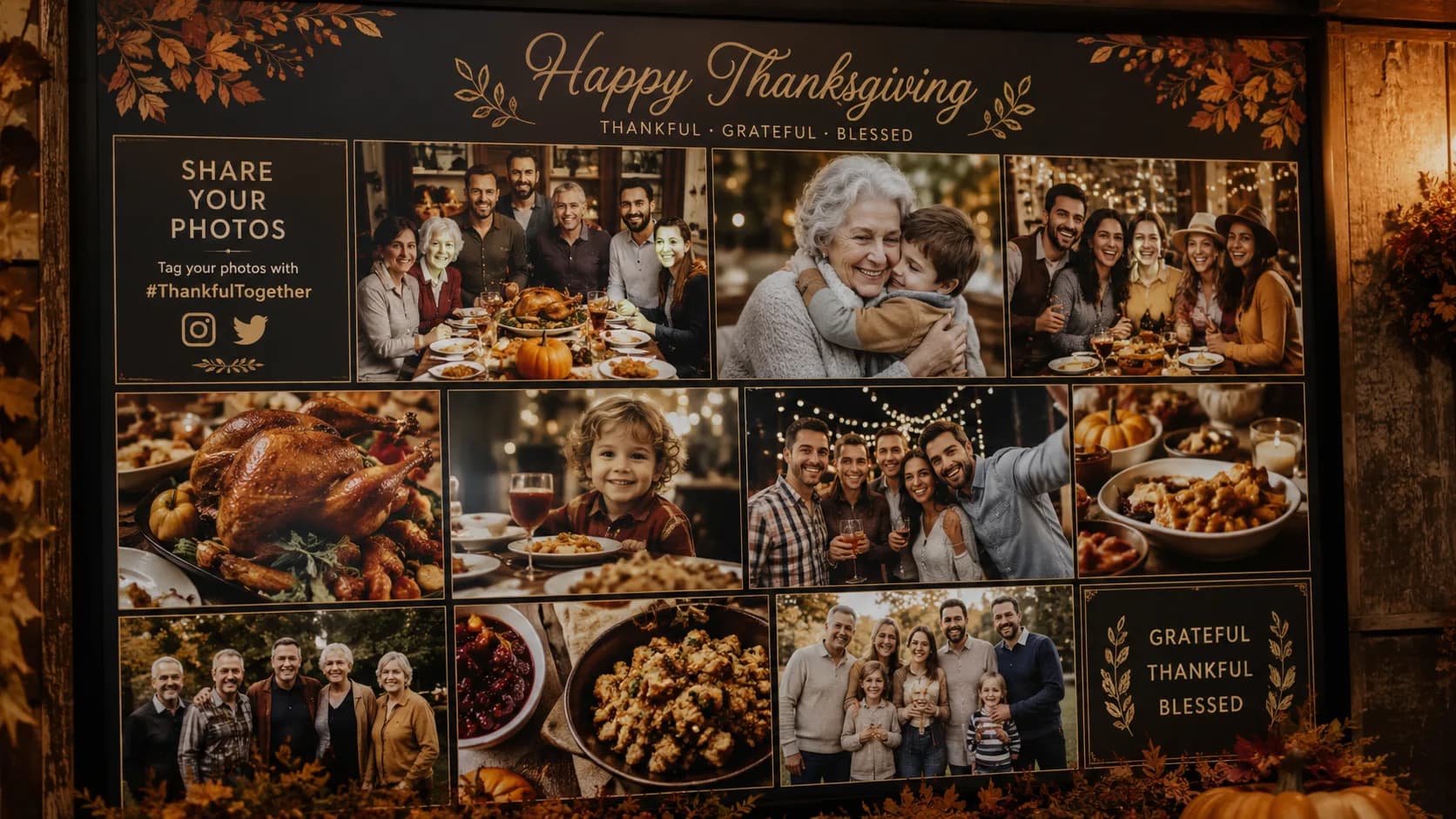 Live picture wall of guest Thanksgiving photos on a screen