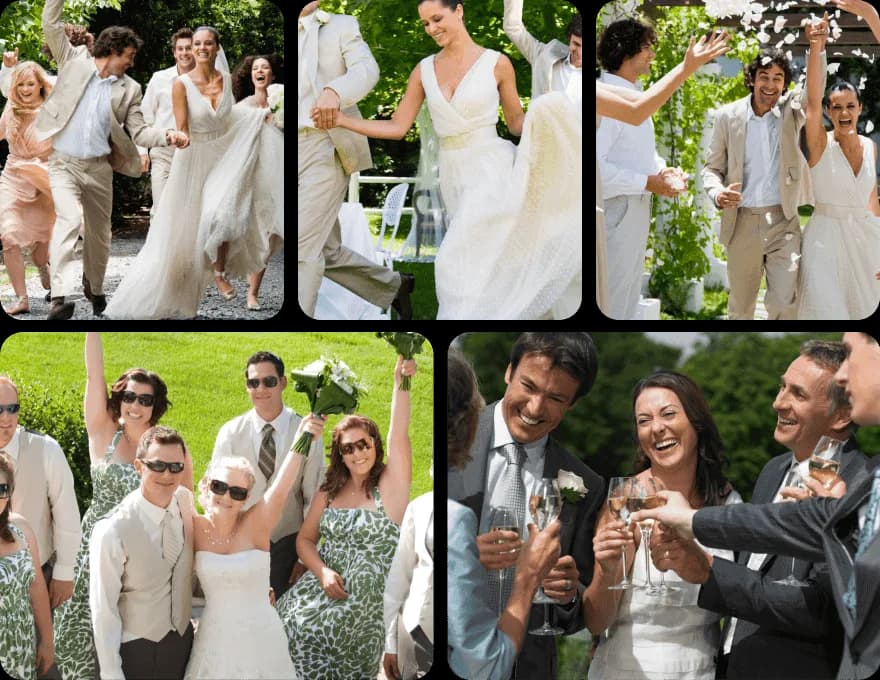 Collage of guest wedding photos in one gallery