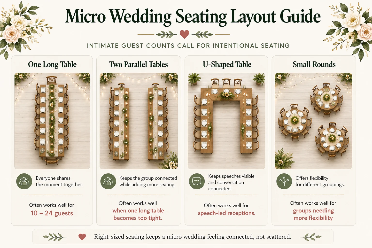 Micro wedding seating layout ideas