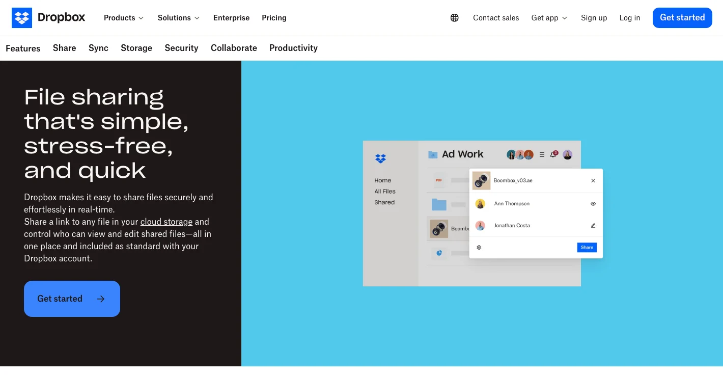Dropbox File Request upload page for collecting event files