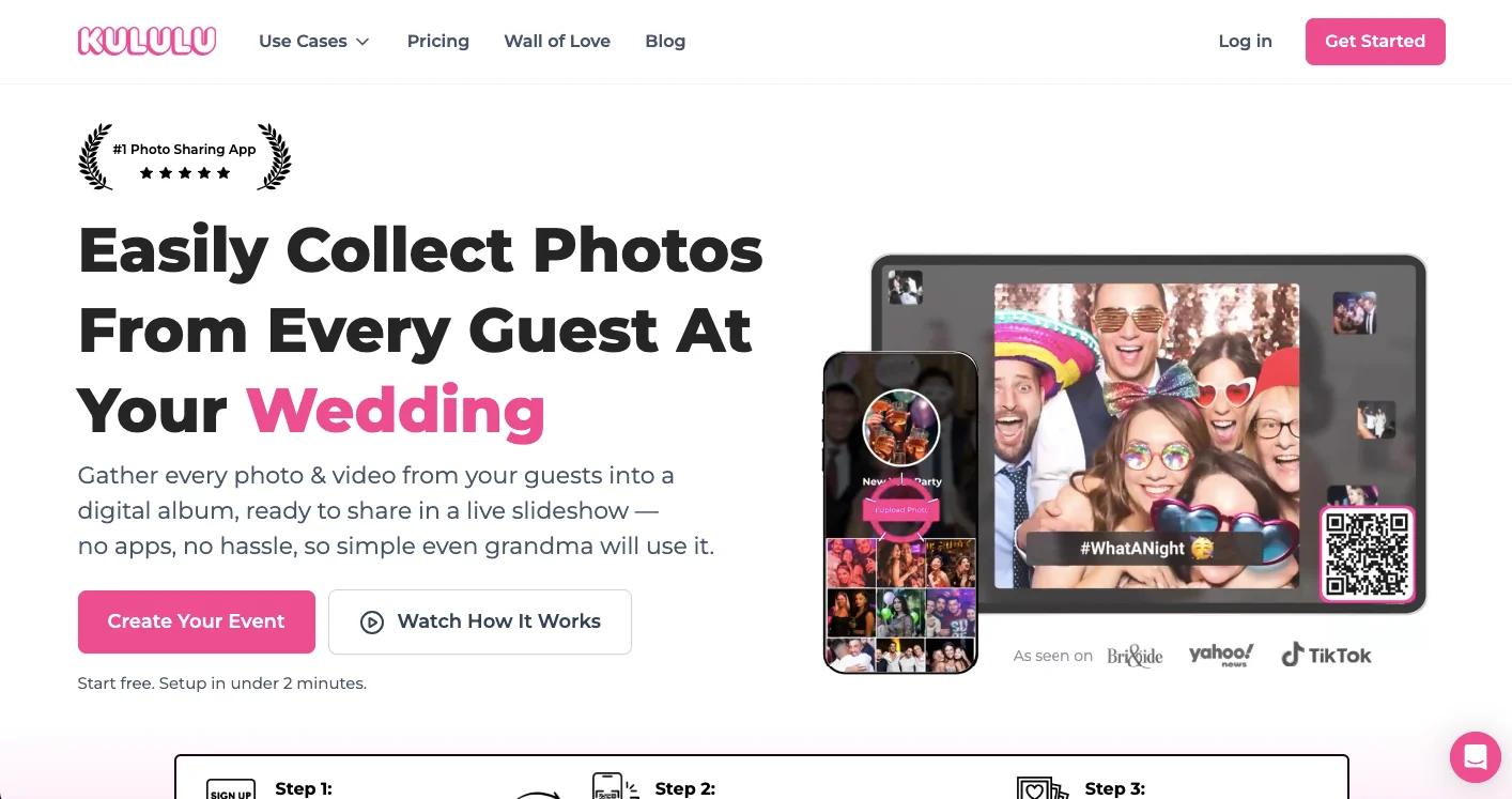 Kululu event photo sharing app live photo wall