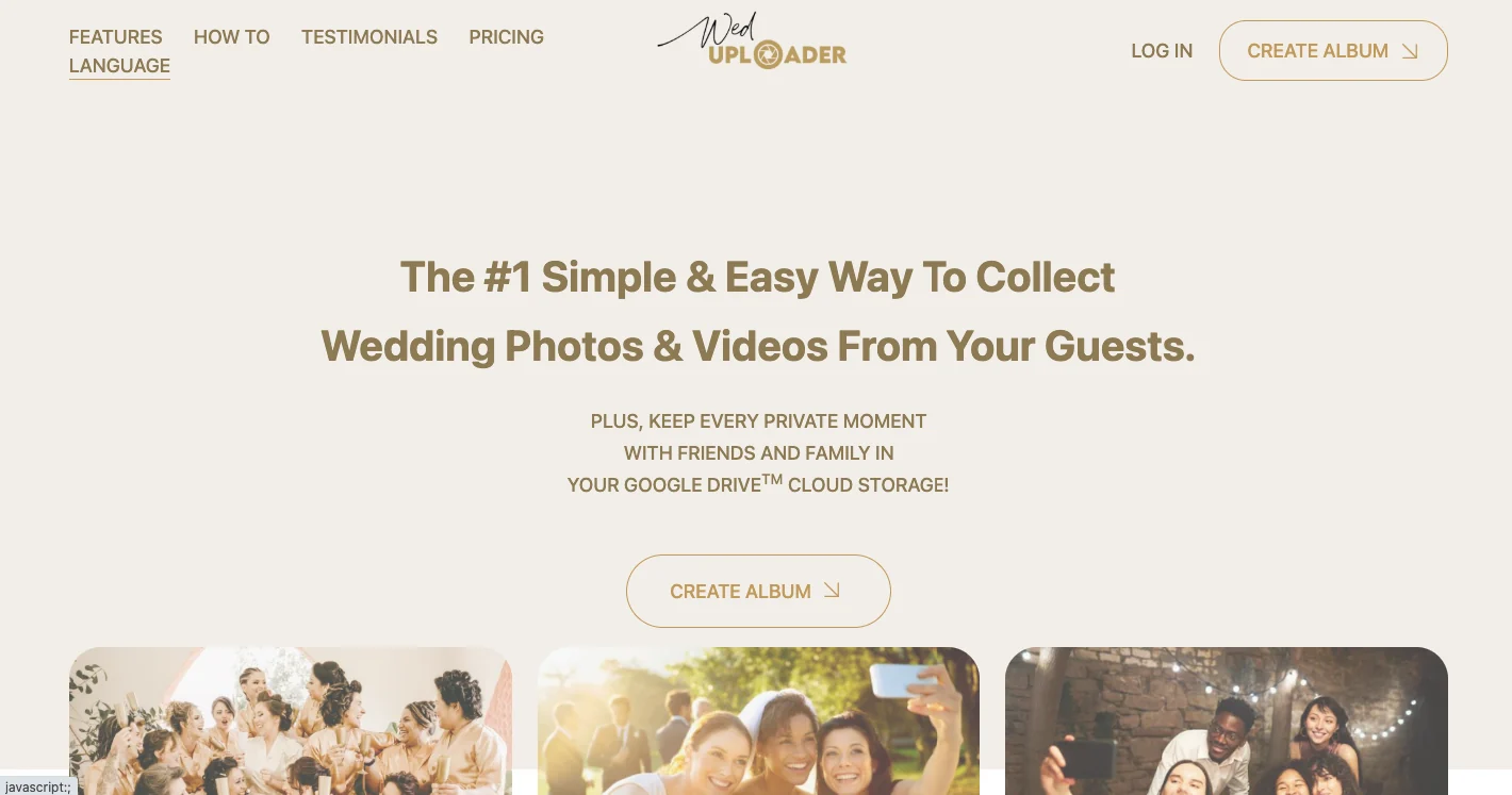 WedUploader event photo sharing app connected to Google Drive