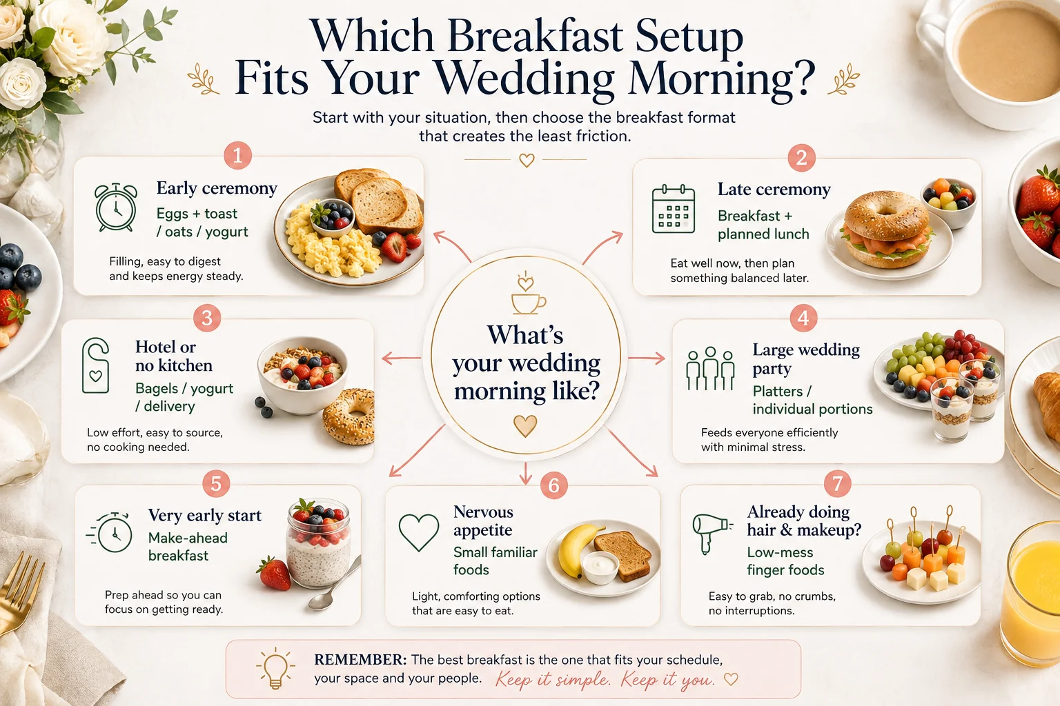 Wedding morning breakfast decision guide matching your situation to the right food