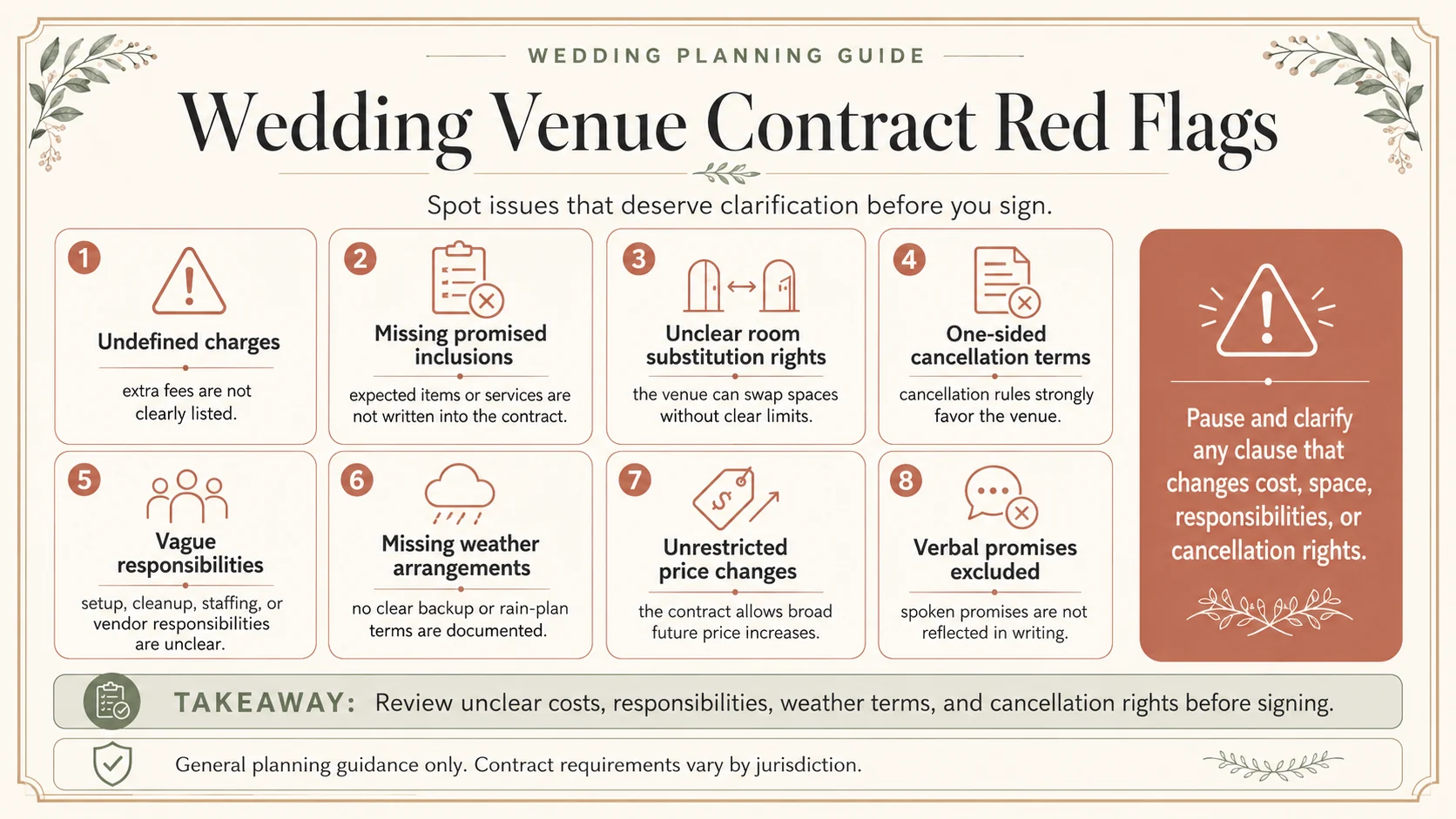 Wedding venue contract red-flag checklist